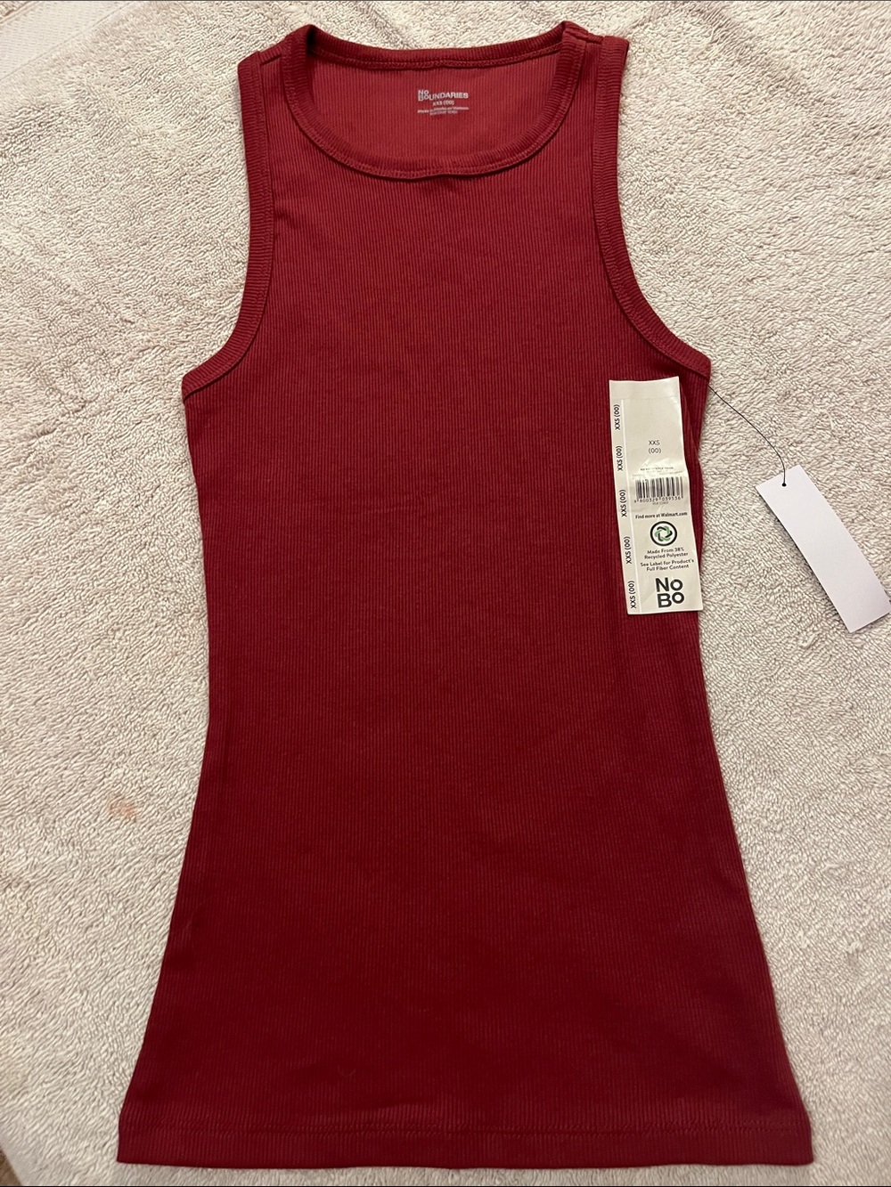 No Boundaries Women's Ribbed Tank Top in Wine Red
